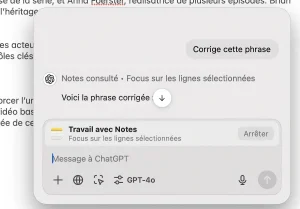 ChatGPT pour macOS s’ouvre à plus d’applications, dont Notes