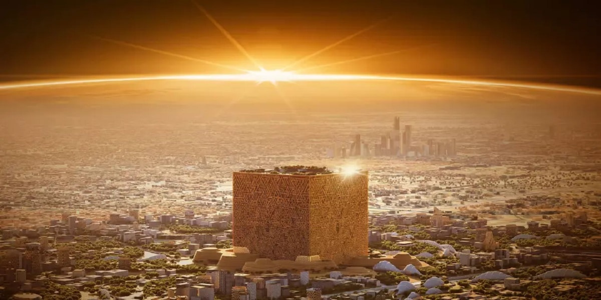 A colossal cube is under construction